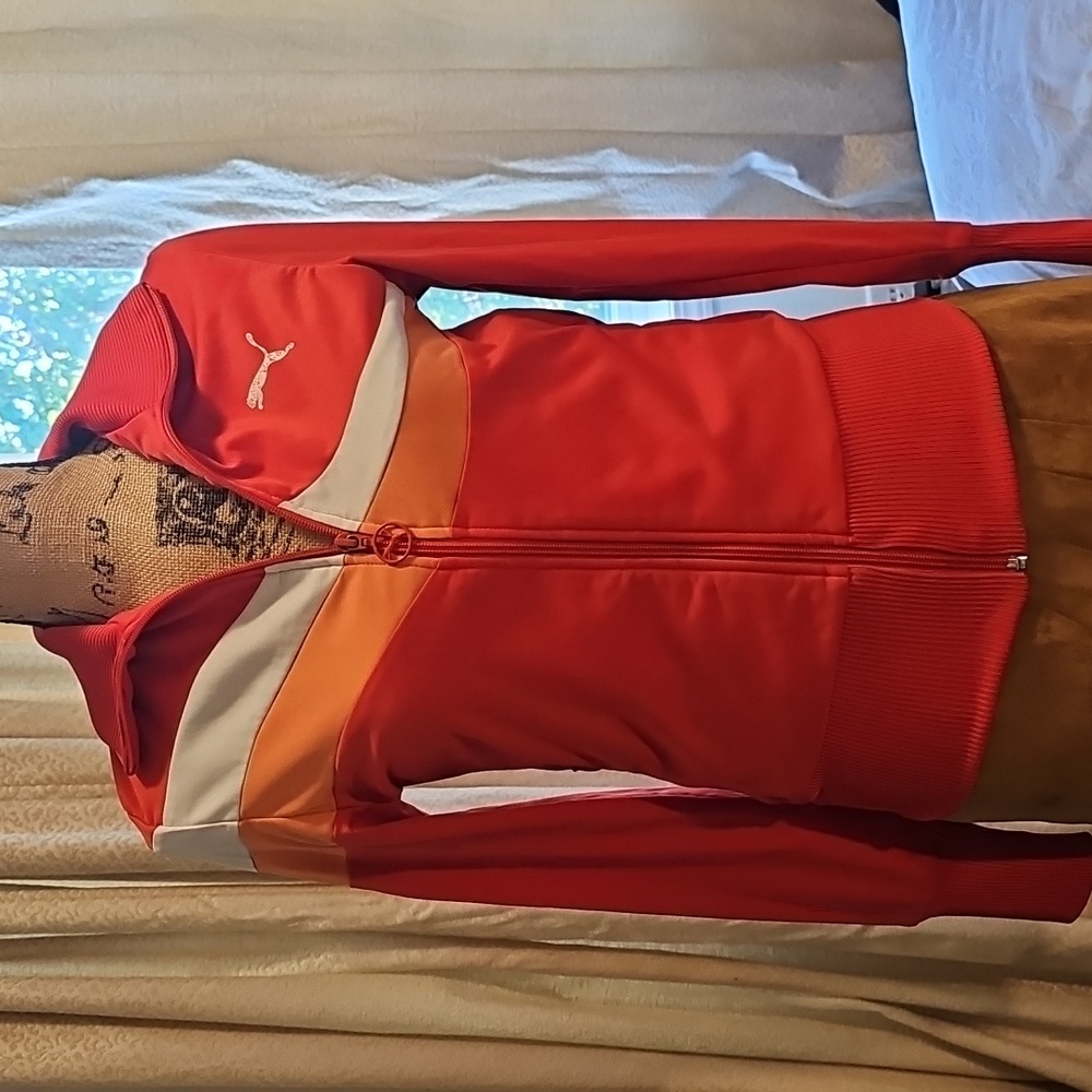 Puma Warm Up / Light Jacket In Coral, Pink, and White